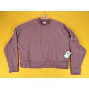 Abound Fleece Pullover Sweater Pink Bloom Womens XL Mock Neck Long Sleeve NWT